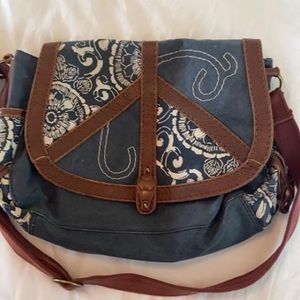 Lucky canvas messenger bag, navy